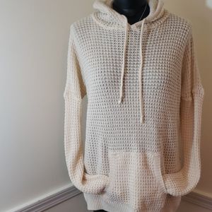 Rue 21 Oversized Cream Knit Hoody w Front Pocket